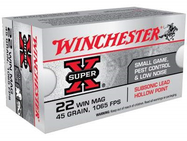 Winchester 22 Mag Ammunition Subsonic X22MSUB 45 Grain Jacketed Hollow Point 50 rounds
