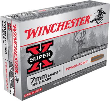 Winchester 7mm Mauser Ammunition Super-X X7MM1 145 Grain Power-Point 20 Rounds