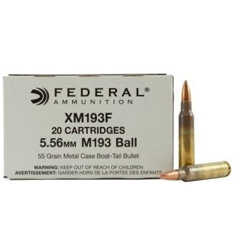 Federal 5.56 x 45mm NATO XM193F 55gr FMJ 20 rounds