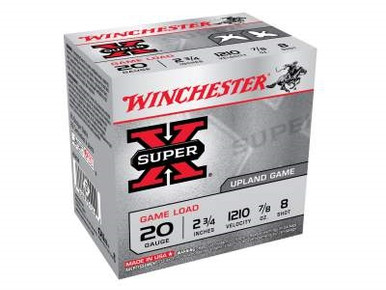 Winchester 20 Gauge Ammunition Super-X 2-3/4" 8 shot 7/8 oz 1210fps 25 rounds