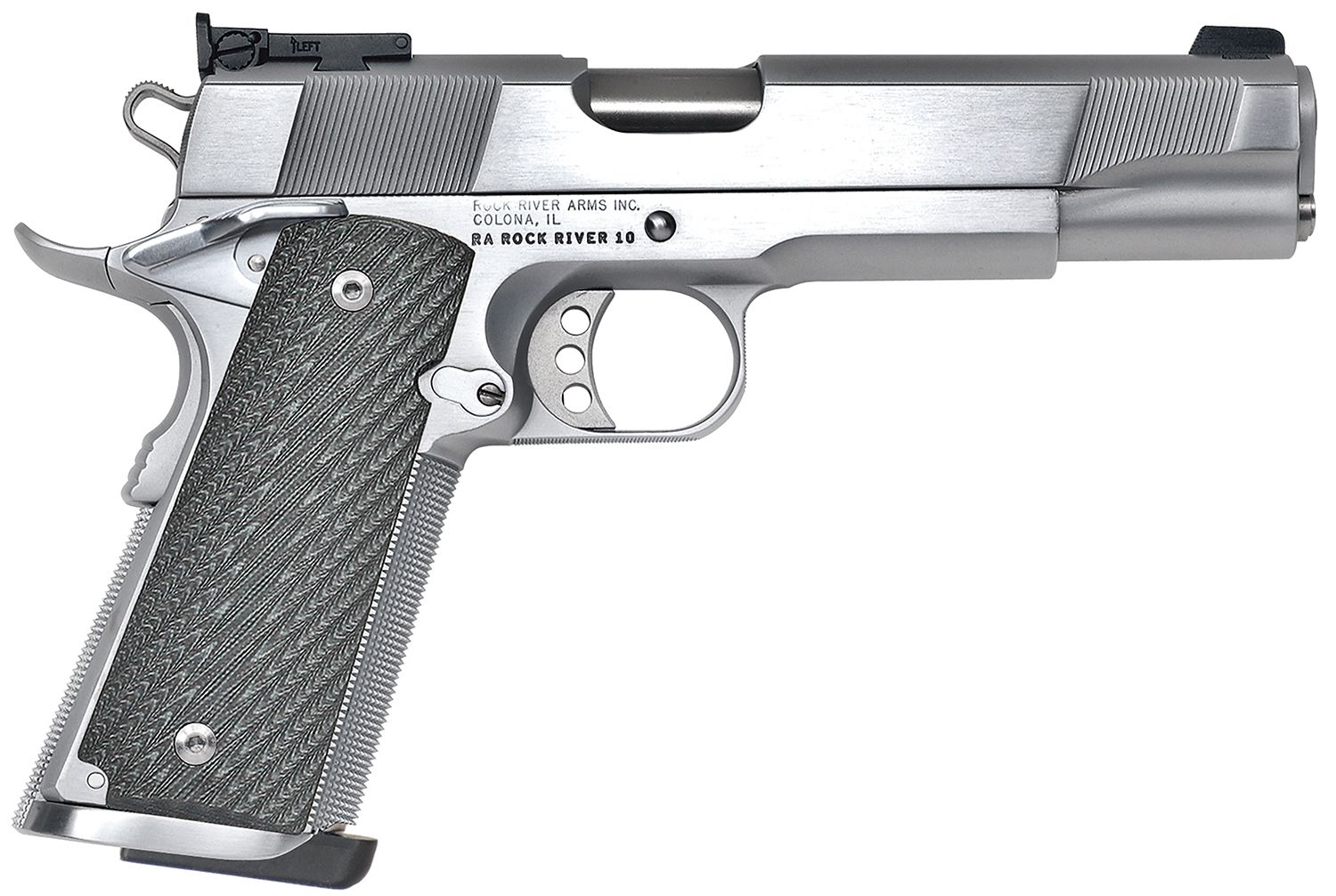 Rock River PS2400 Limited Match Pistol PS2400, 45 ACP, 5in, Black G10 Grips, Brushed Chrome Finish, 7 Rds
