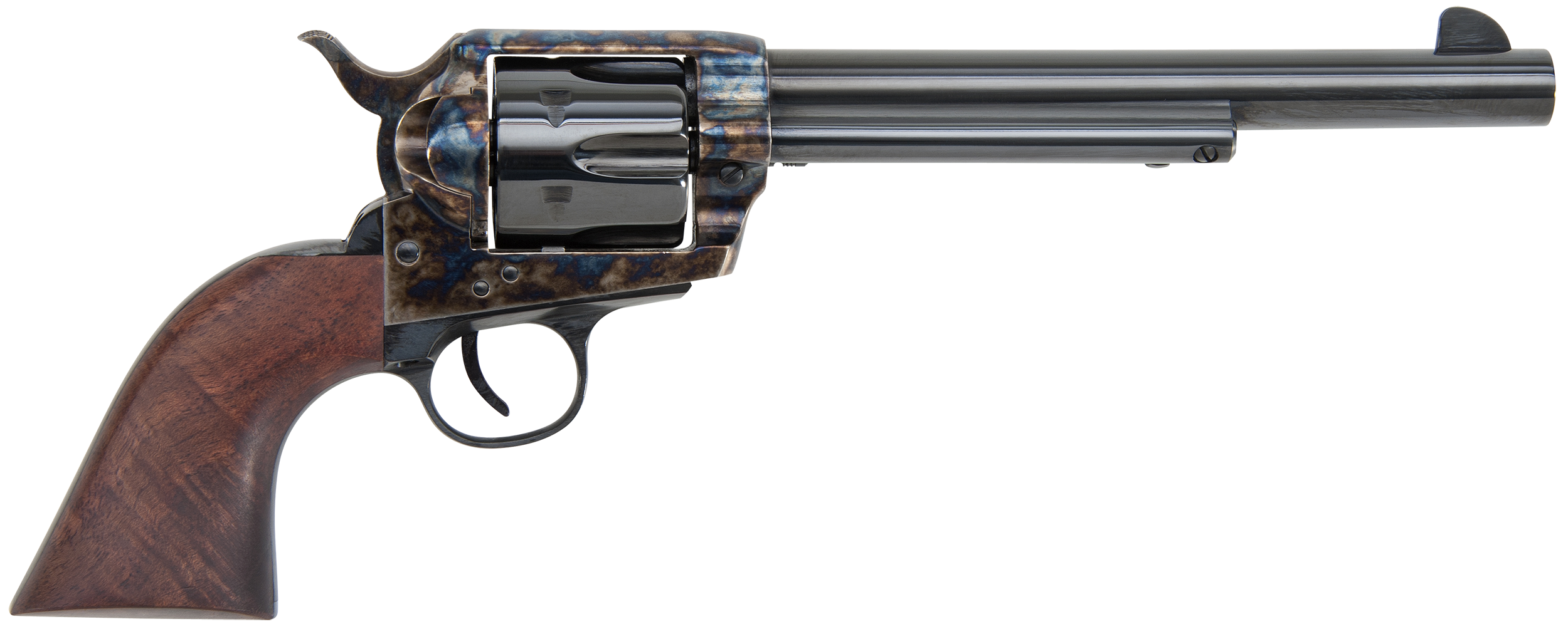 Traditions 1873 Revolver SAT73004, 45 Colt, 7.50", Walnut Grips, Color Case Hardened Finish, 6 Rds