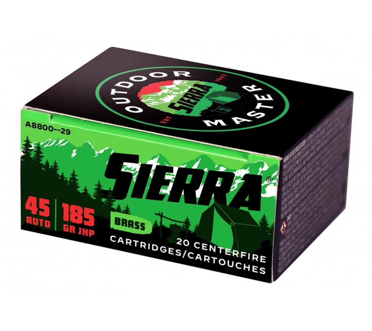 Sierra Outdoor Master .45 ACP 185gr. JHP 20rd Box #A8800-29