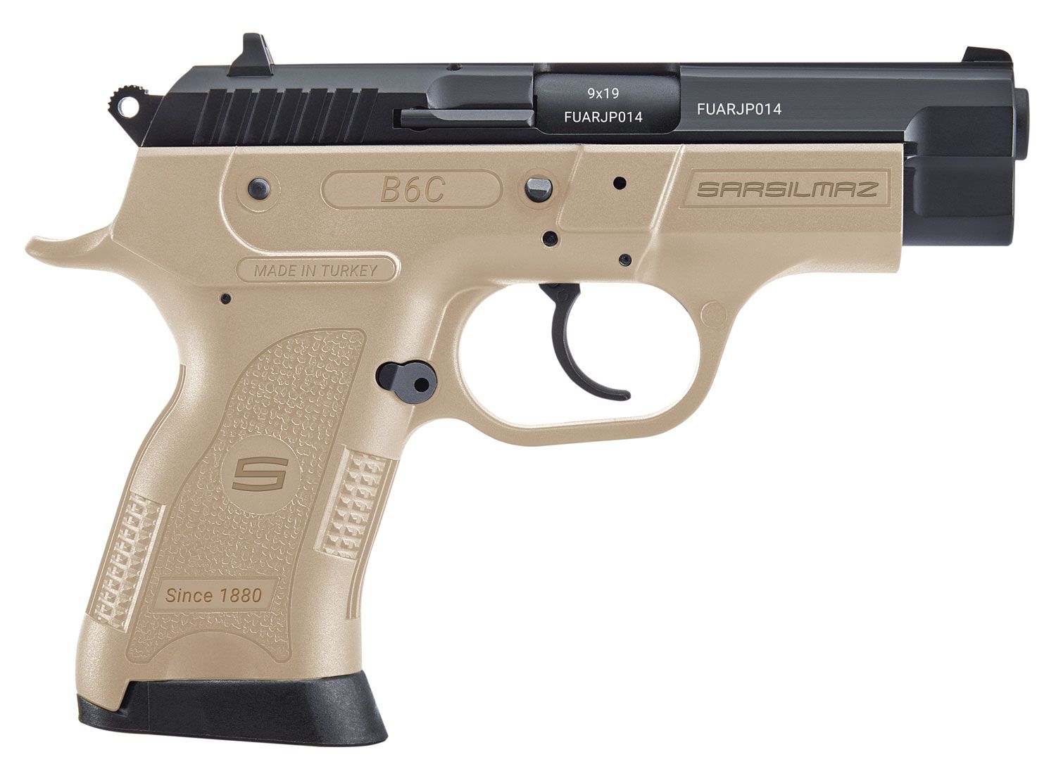 SAR USA B6C Compact Pistol B6C9FD, 9mm Luger, 3.80in, Serrated Black Steel Slide & Polymer Grips, Flat Dark Earth Finish, 13 Rds