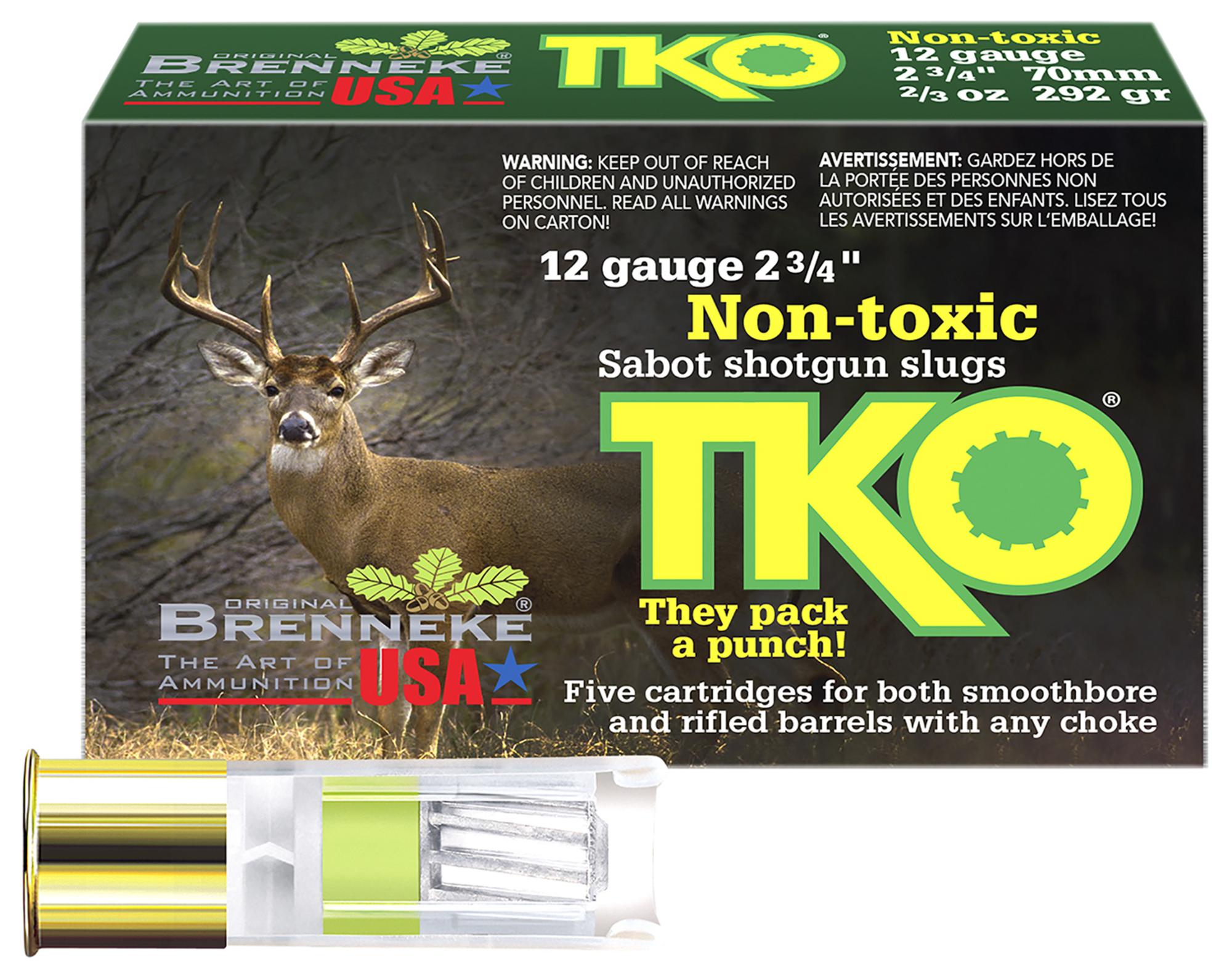 Brenneke TKO Shotshells SL122TKO, 12 Gauge, 2-3/4", 2/3 oz, 2001 fps, Slug, 5 Rds/box