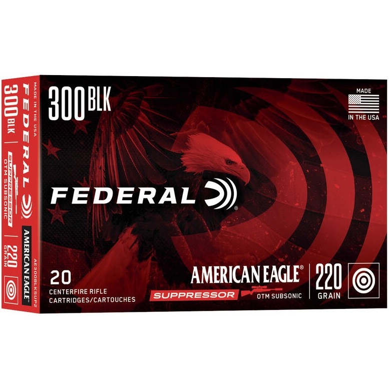 Federal American Eagle Suppressor .300 Blackout 220gr. Open Tip Match 20rd Box #AE300BLKSUP2