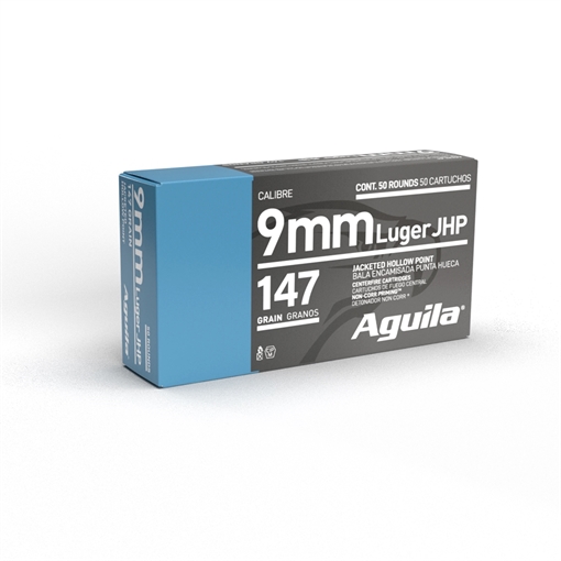 Aguila Ammunition 9mm Luger Handgun Ammo - 147 Grain JHP 50rd Box 1E092151