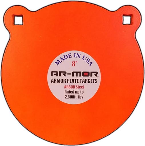 AR-MOR 8" AR500 STEEL GONG 3/8" THICK STEEL ORANGE ROUND 8TGT-375