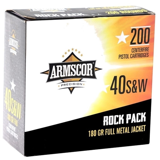 Armscor .40 S&W Rock Pack Pistol Ammo - 180 Grain | Full Metal Jacket | 200rd Box 50083