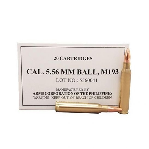 Armscor 5.56 NATO Rifle Ammo - 55 Grain | Full Metal Jacket M193 | 1000rd Case (50 Boxes) 50174