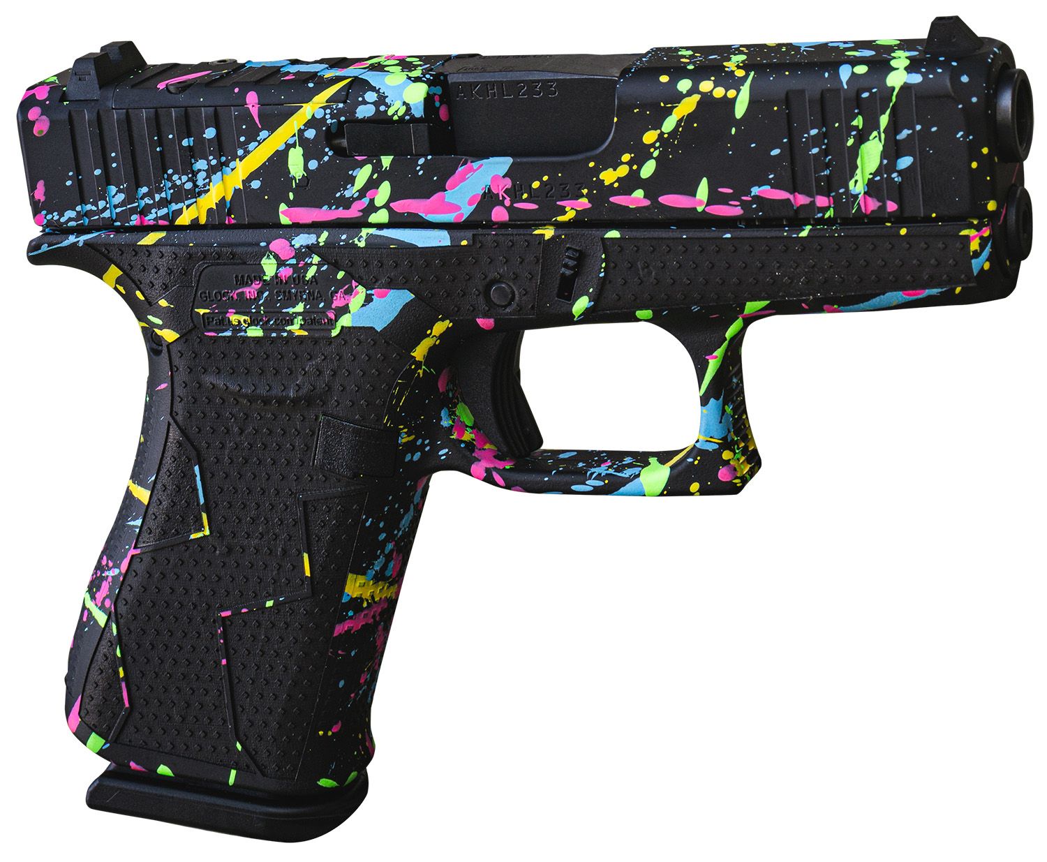 Glock G43X Pistol UX4350204NSPLT, 9mm, 3.41in, Polymer Frame & Grips, Splatter Cerakote Finish, 10 Rds