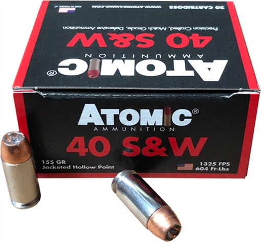 ATOMIC AMMUNITION 40 SW 155GR BONDED JHP 20RD 10BX/CS 04850