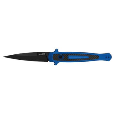 Kershaw 7150BLUBLK Launch 8 AUTO Folding Knife - 3.5" CPM-154 Black Spear Point Blade, Blue Anodized Aluminum Handles w/ Carbon Fiber Inlay