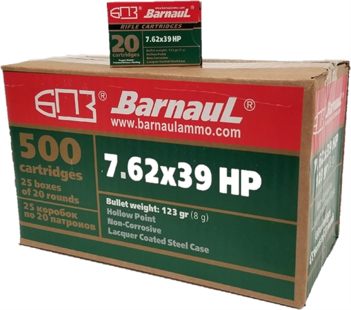 Barnaul Ammunition 7.62x39 Rifle Ammo BRN762X39HP123-CASE