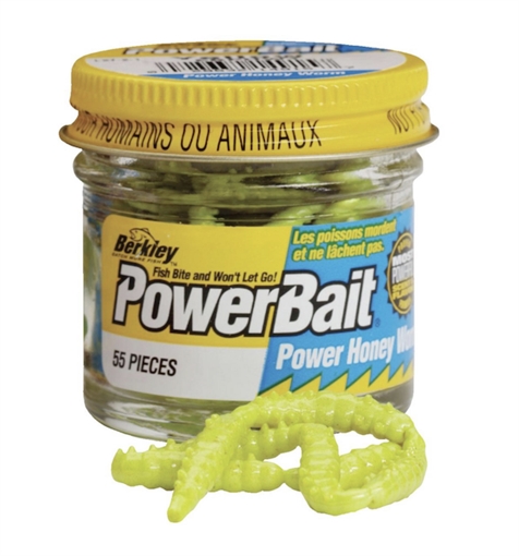 BERKLEY FISHING PRODUCTS POWERBAIT POWER HONEY WORM YELLOW 1" SMALL JAR 1089418