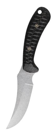 Case Ridgeback Hunter Fixed Blade Knife - 4.1" Stonewashed Skinner Blade, Black Burlap Laminate Handles, Genuine Leather Sheath - 30593