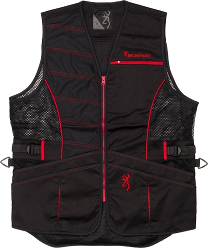 BROWNING ACE SHOOTING VEST R-HAND SM BLACK/RED TRIM 3050457101