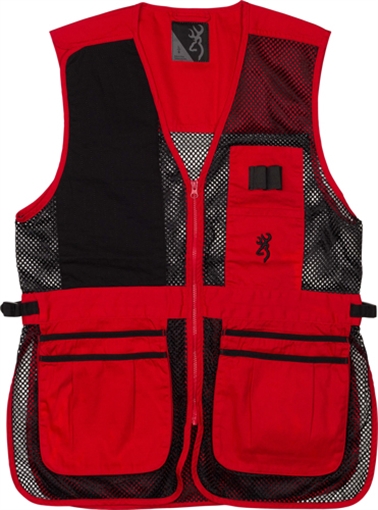 BROWNING MESH SHOOTING VEST R-HAND MED BLACK/RED TRIM 3050267102