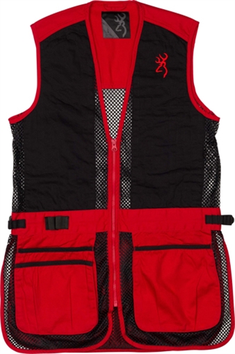 BROWNING MESH SHOOTING VEST R-HAND YOUTH'S MED BLACK/RED 3050547102