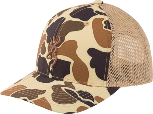 BROWNING CAP CUPPED UP MESH110 SNAPBACK VNTG TAN BCKMRK OSFM 308311121