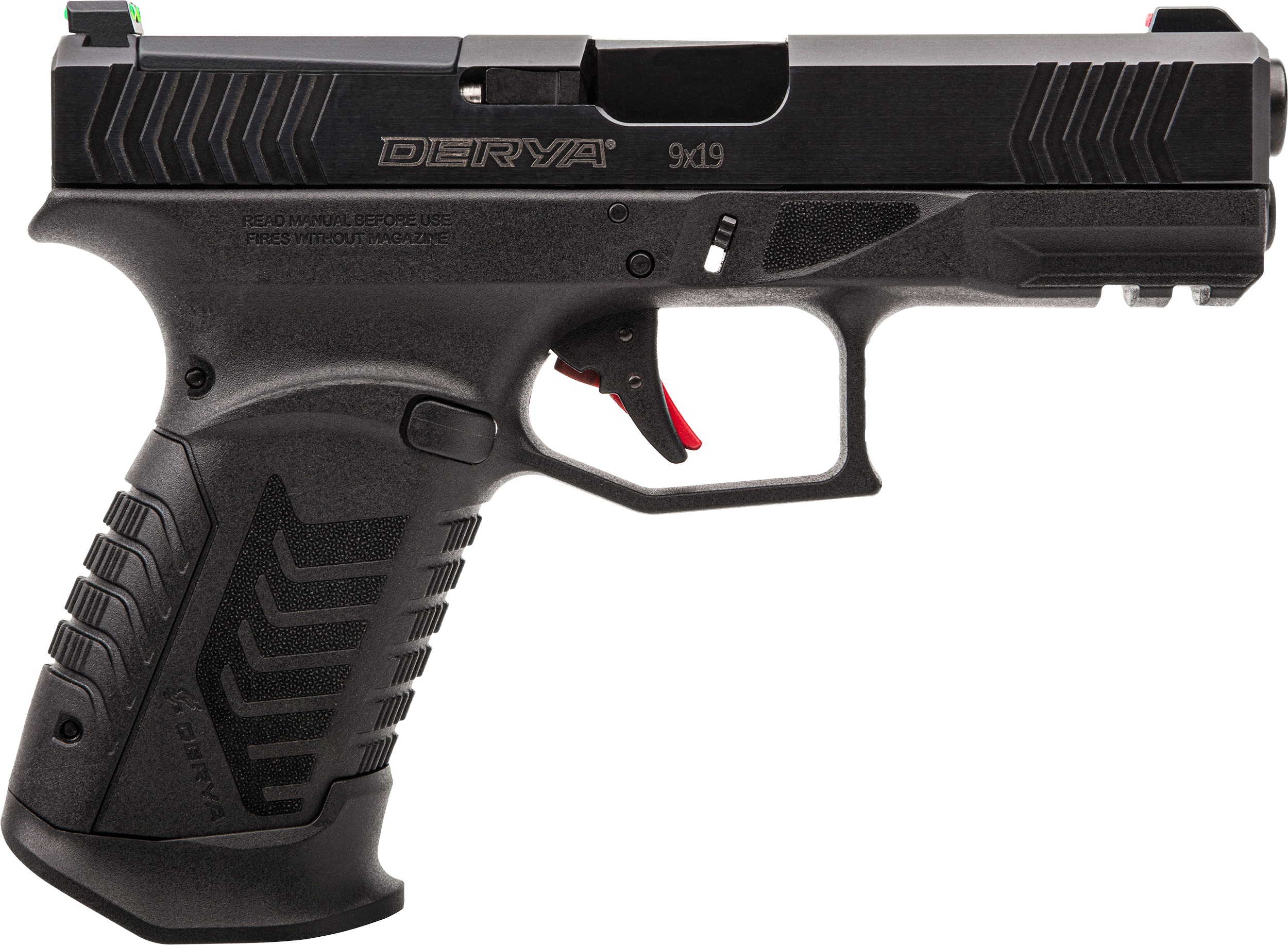Derya DY9 Pistol 10LDY9US, 9mm Luger, 4.02in, Black Interchangeable Backstrap, Black Finish, 10 Rds