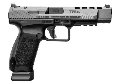 Canik TP9SFx 9mm, 5.2" Barrel, Tungsten Slide, Black Polymer Frame, 20rd