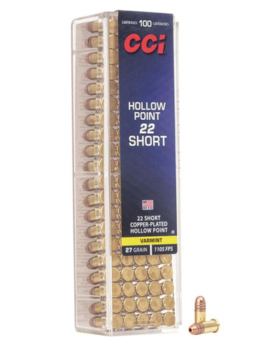 CCI 22 Short Ammunition Varmint 0028 27 Grain Hollow Point 100 Rounds