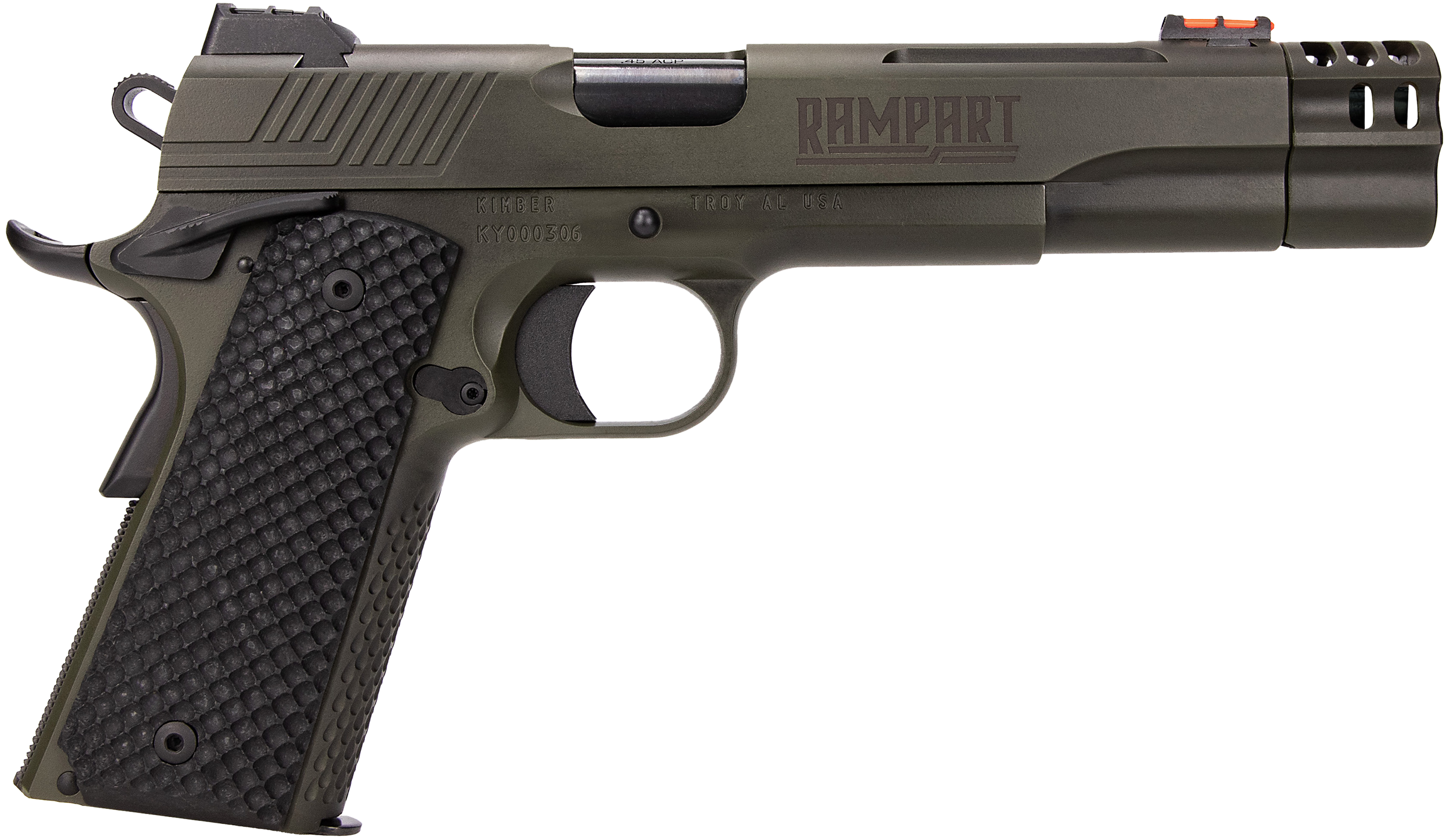 Kimber Rampart Pistol 3000466, 45 ACP, 5in, nc 3000466 Rampart45 ACP 8+1 5" Cerakote Stainless Steel Slide G10 Grips, Cerakote Finish, 8 Rds