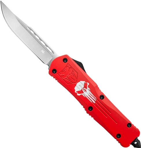 COBRATEC LARGE FS3 OTF RED PUNISHER 3.5" D2 STEEL DRP PNT LRPUNFS3DNS