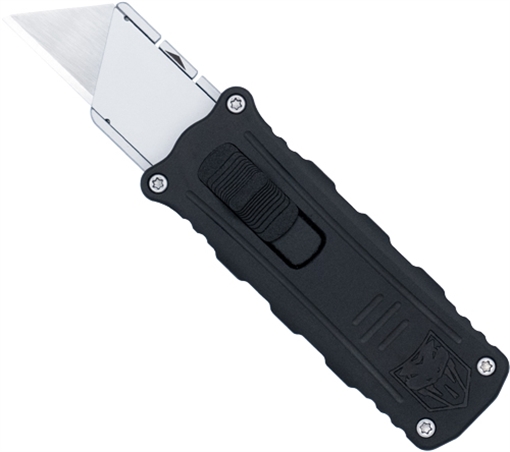 COBRATEC SIDE BUTTON OTF 1.75" BLACK/SILVER UTILITY KNIFE CTOTFUKSBBLK
