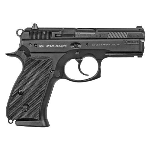 CZ P-01 Compact Compact Frame 9mm 10rd, 3.75" Blued Steel Barrel, Black Serrated Steel Slide, Black Polycoat Aluminum Frame Beavertail, Black Rubber Grip