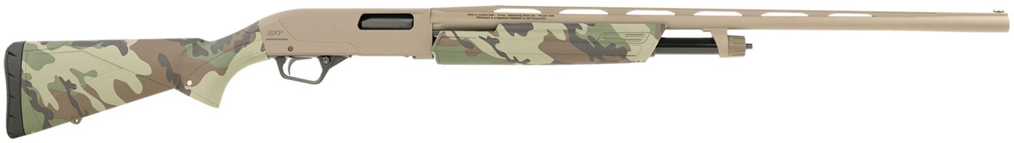 Winchester SXP HYBRID Shotgun 512434692, 20 Gauge, 28", 3" Chmbr, Flat Dark Earth Perma-Cote Aluminum Receiver, Woodland Camo Synthetic Stock