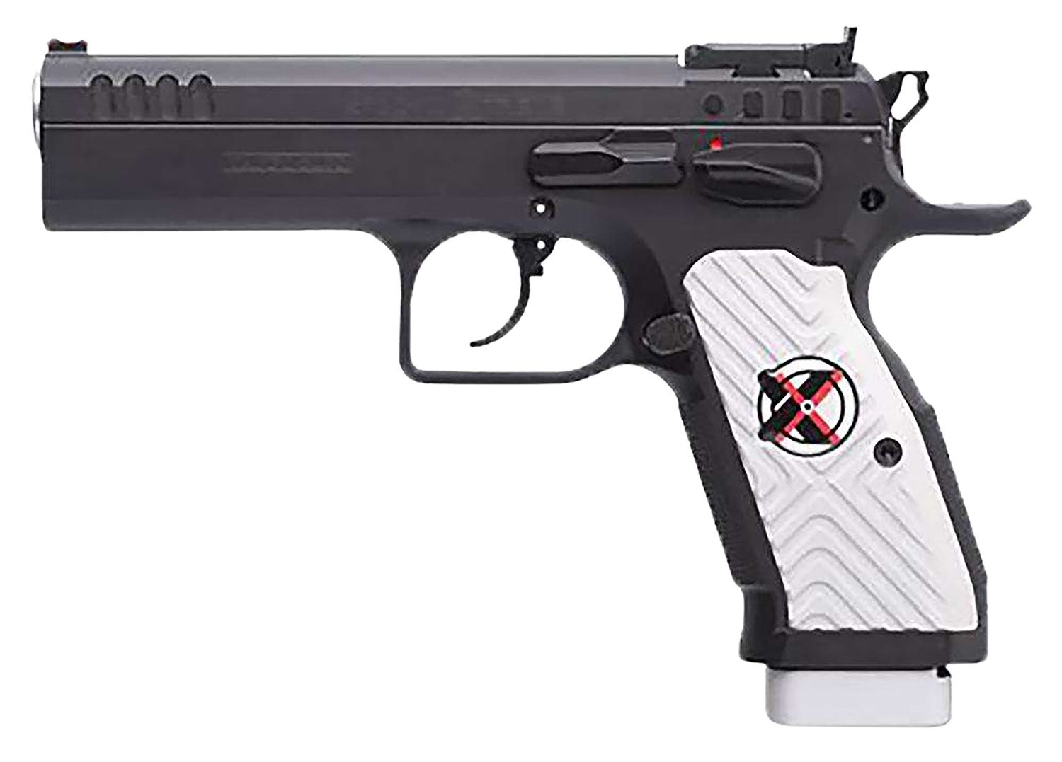 EAA Stock II Xtreme Pistol TFSTOCK2X9, 9mm Luger, 4.44in, White Polymer Grips, Black Finish, 17 Rds