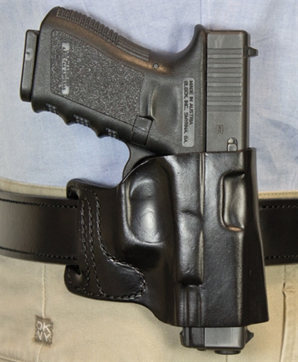 DESANTIS E-GAT SLIDE HOLSTER OWB RH LTHR FITS GLOCK 19 BLK 115BAB2Z0