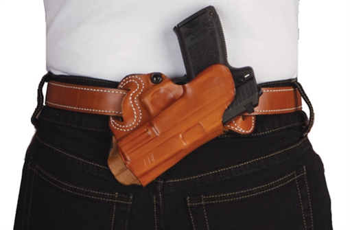 DESANTIS SMALL OF BACK HOLSTER RH OWB LEATHER COLT 1911 TAN 067TA21Z0