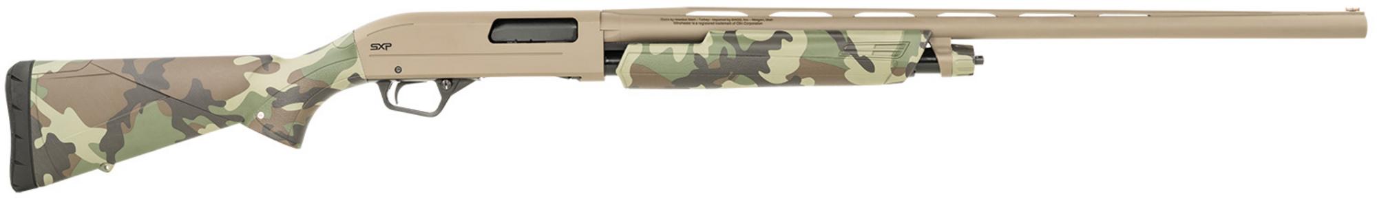 Winchester SXP HYBRID Shotgun 512434292, 12 Gauge, 28", 3.50" Chmbr, Flat Dark Earth Perma-Cote Aluminum Receiver, Woodland Camo Synthetic Stock