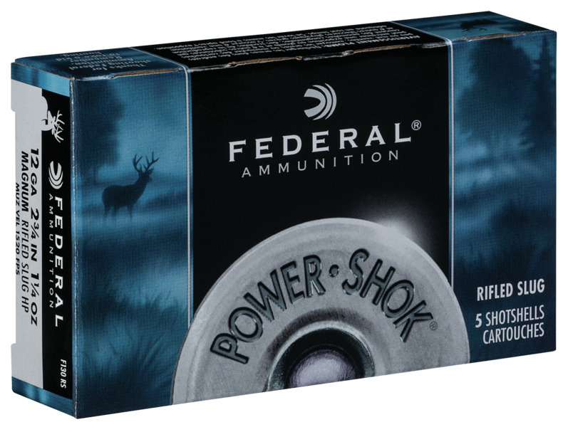 Federal Power Shok 12ga 547gr Rifled Hollow Point Slug 1520fps 2-3/4"5rd #F130 RS