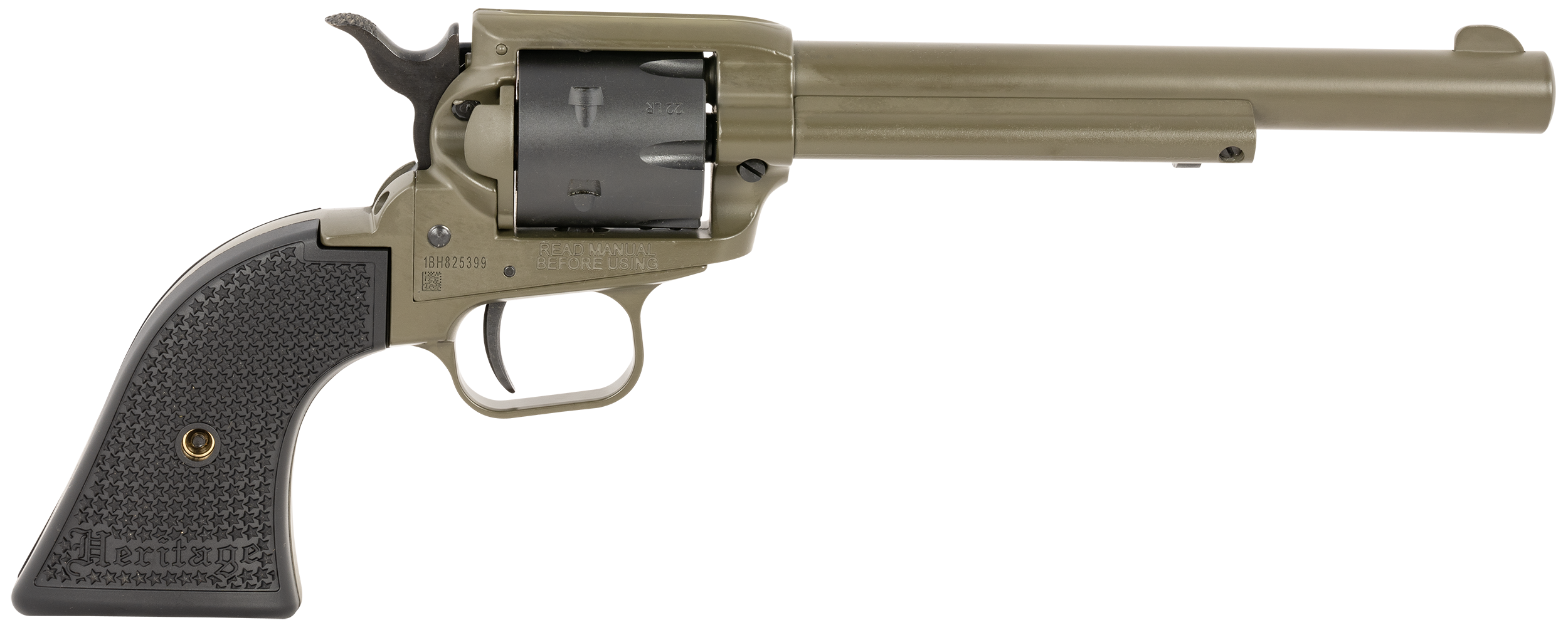 Heritage Rough Rider Revolver RR22T6, 22 LR, 5.56", Black Star Polymer Grips, OD Green Cerakote Finish