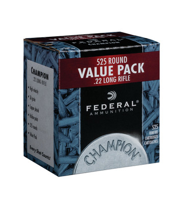 Federal 22LR Ammunition Champion 745 36 Grain 745 Copper Plated Hollow Point Case of 5250 Rounds