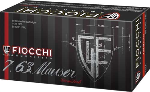 Fiocchi Pistol Shooting Dynamics Handgun Ammunition 7.63x25 Mauser 88 gr FMJ 1425 fps 50/box 763A