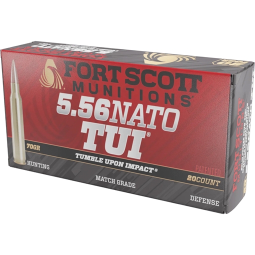 FORT SCOTT MUNITIONS LEAD FREE RIFLE AMO 5.56 NATO 70GR TUI BRASS CASE 20-RD ( 25 BOXES PER CASE ) 556070SCV2 758381722065