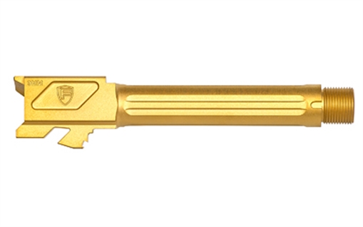Fortis Manufacturing, Inc. Match Grade Barrel, For Glock, 9MM, 4.5", Threaded, Fits Glock 19 Gen 1-5 and 19X, Gold TiN Finish FM-G19-TB-TiN