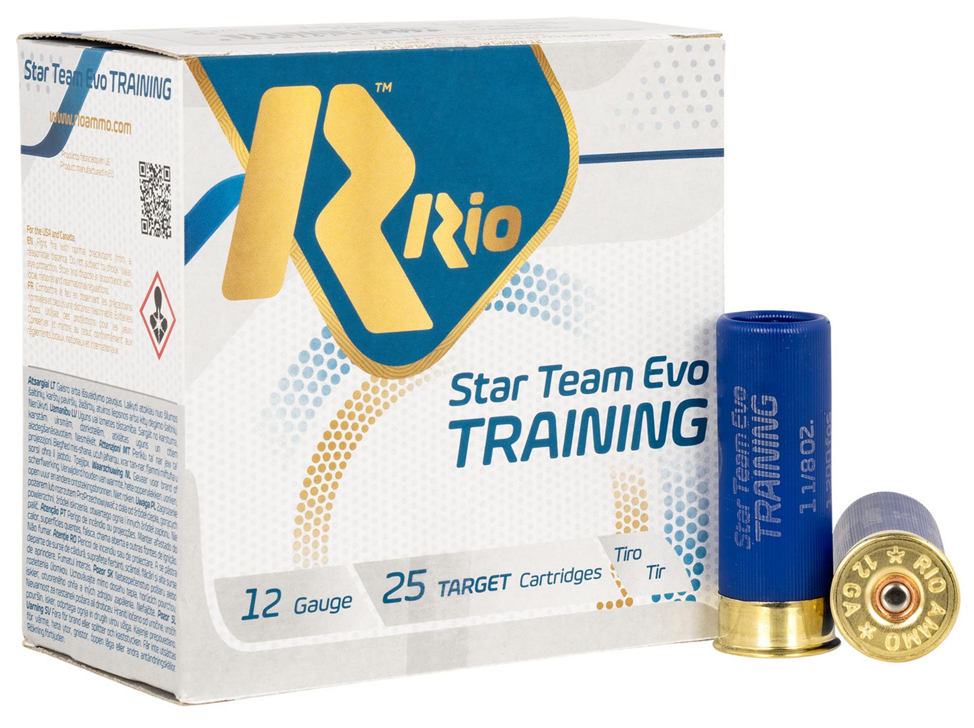 Rio Star Team EVO Training Shotshells STT3275, 12 Gauge, 2-3/4", 1 1/8 oz, 1200 fps, #7.5 Lead Shot, 25 Rds/box