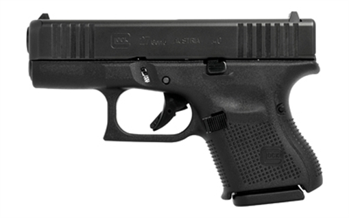 GLOCK 27 Gen 5, Striker Fired, Semi-automatic, Polymer Frame Pistol, Sub-Compact, 40 S&W, 3.43" Barrel, DLC Finish, Black, Fixed Sights, 9 Rounds, 2 Magazines G27AUT