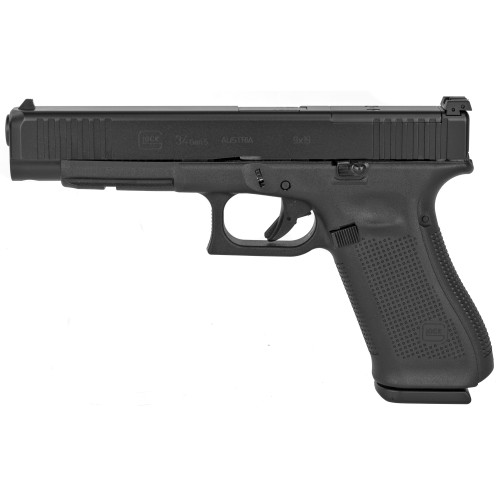 Glock 34 Gen 5 MOS 9mm, 5.3" Barrel, Black, Adjustable Sights, 17rd