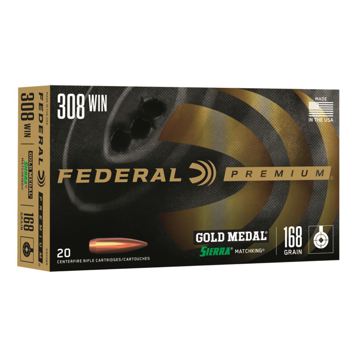 Federal Premium Gold Medal .308 Win. 168gr. Sierra Match King BTHP 20rd Box #GM308M