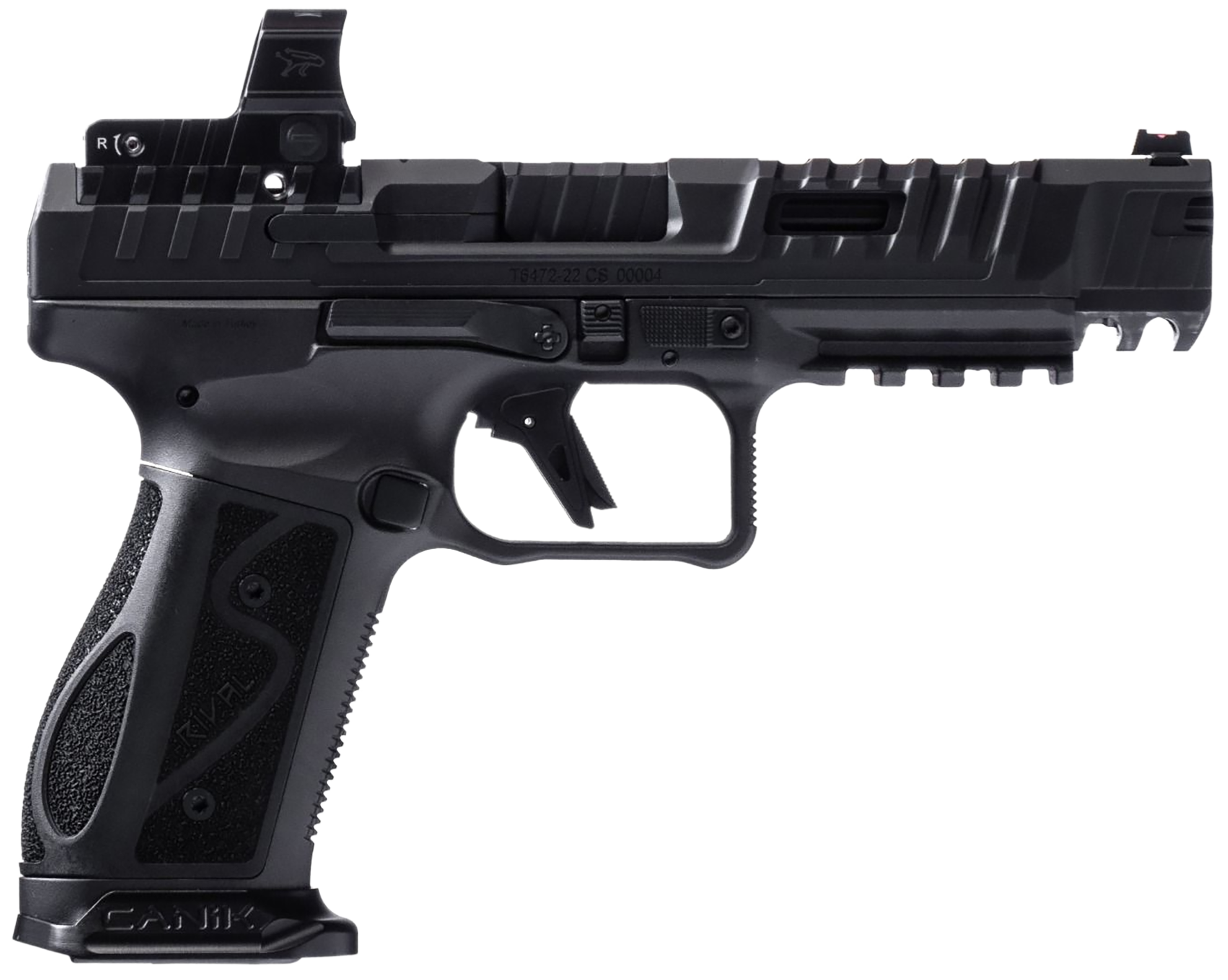 Canik SFX Rival-S Full Size Pistol HG7607N, 9mm, 5", Textured Grips, Dark Side Finish, Steel Frame, Ported Steel Slide, w/MeCanik M02 Optic, 18 Rds