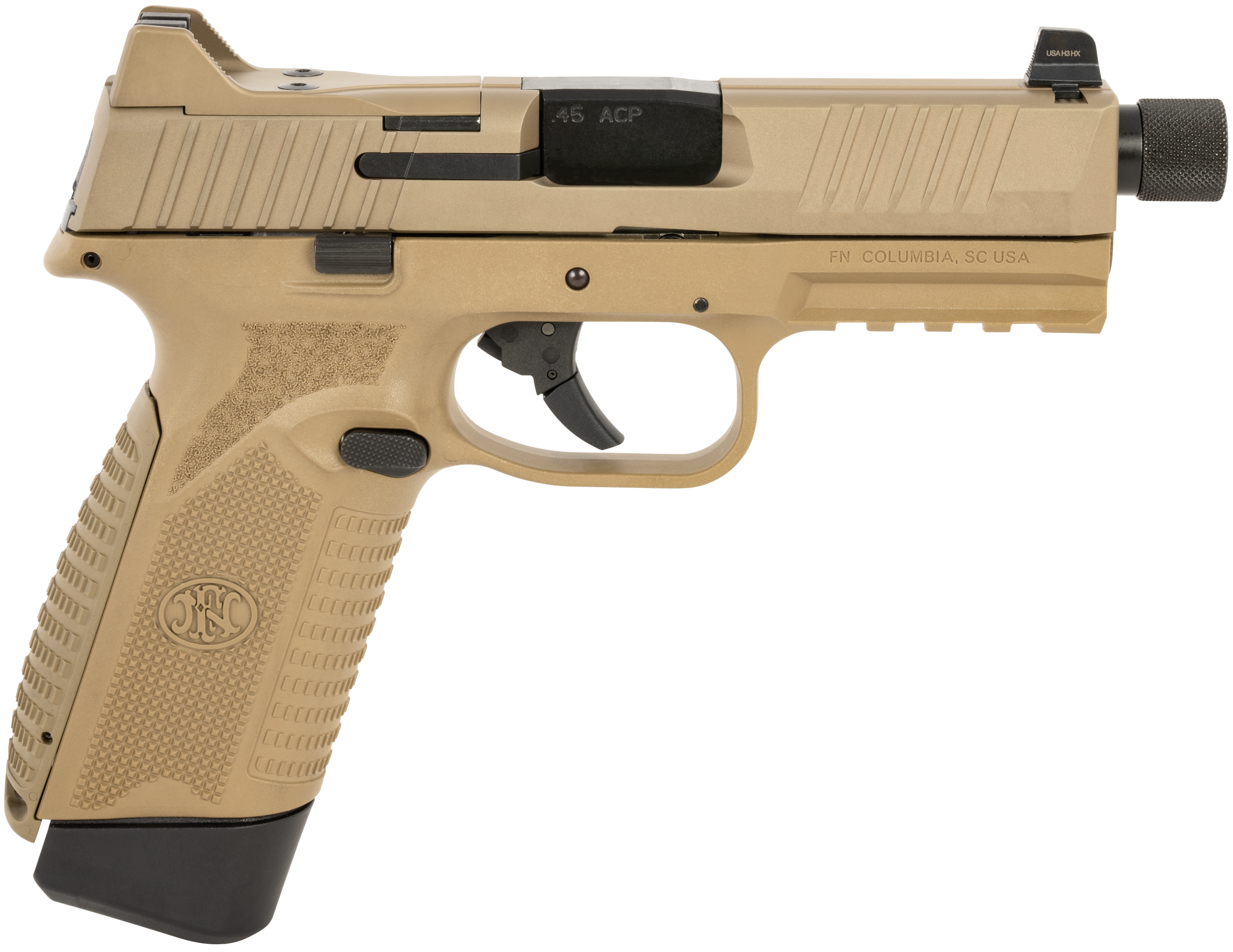 FN 545 Tactical 45 ACP 4.71" 10+1 Semi-Auto Pistol - FDE Optic Cut Slide