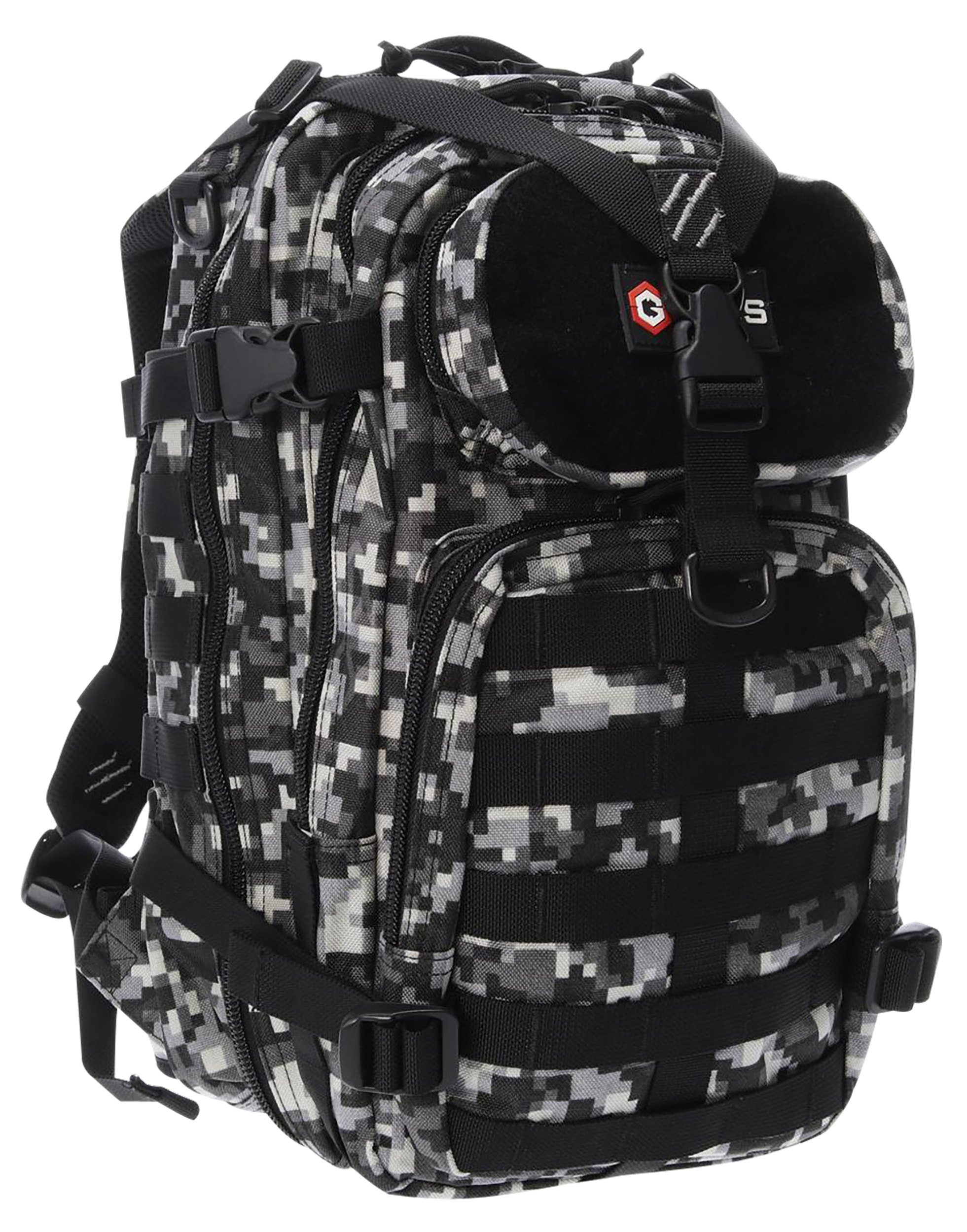 G*Outdoors GPS Tactical Bugout Bag Gray Digital 600D Polyester - Holds 2 Handguns