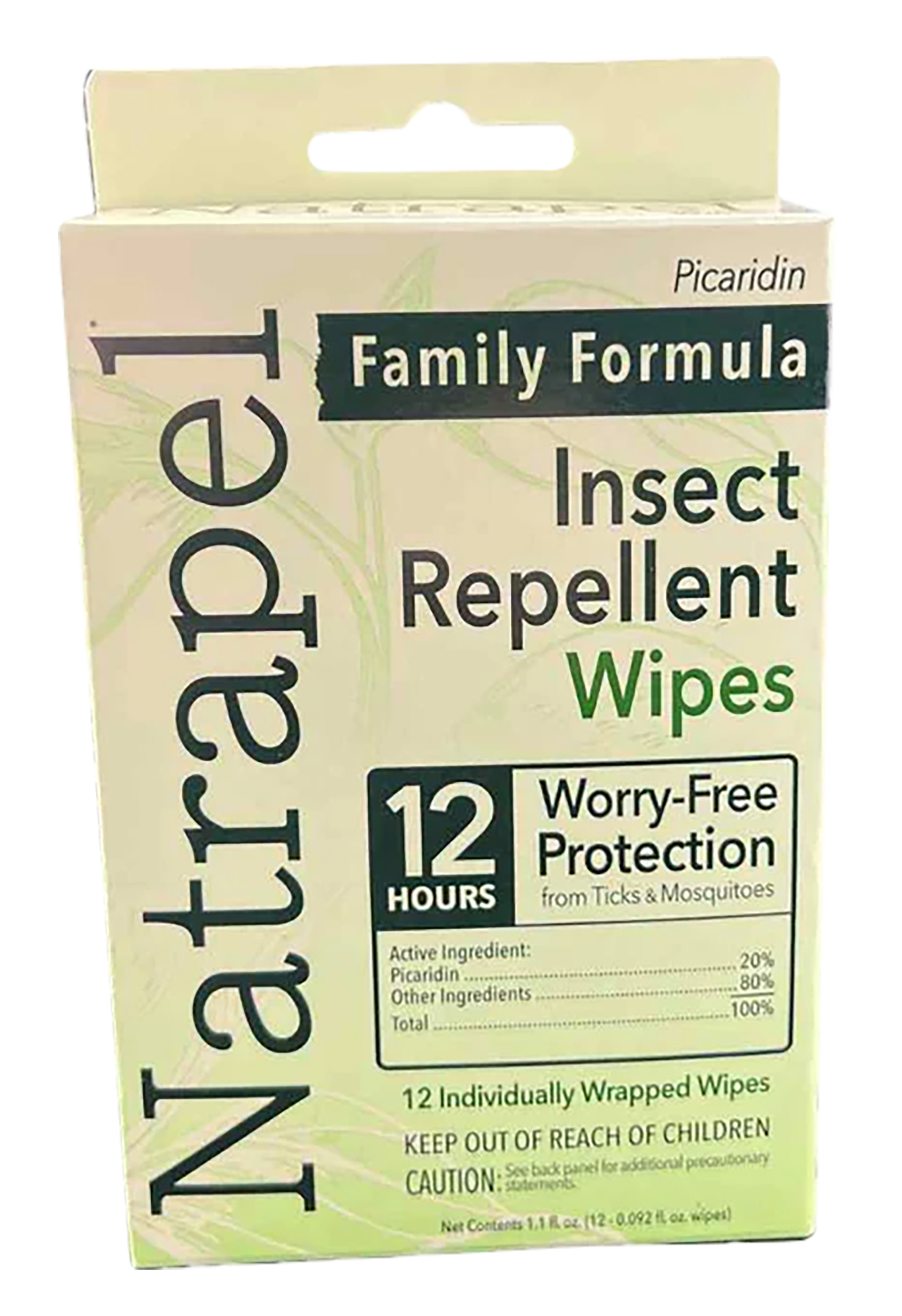 Natrapel Picaridin 20% Insect Repellent Wipes - 12-Hour Protection - 12-Pack